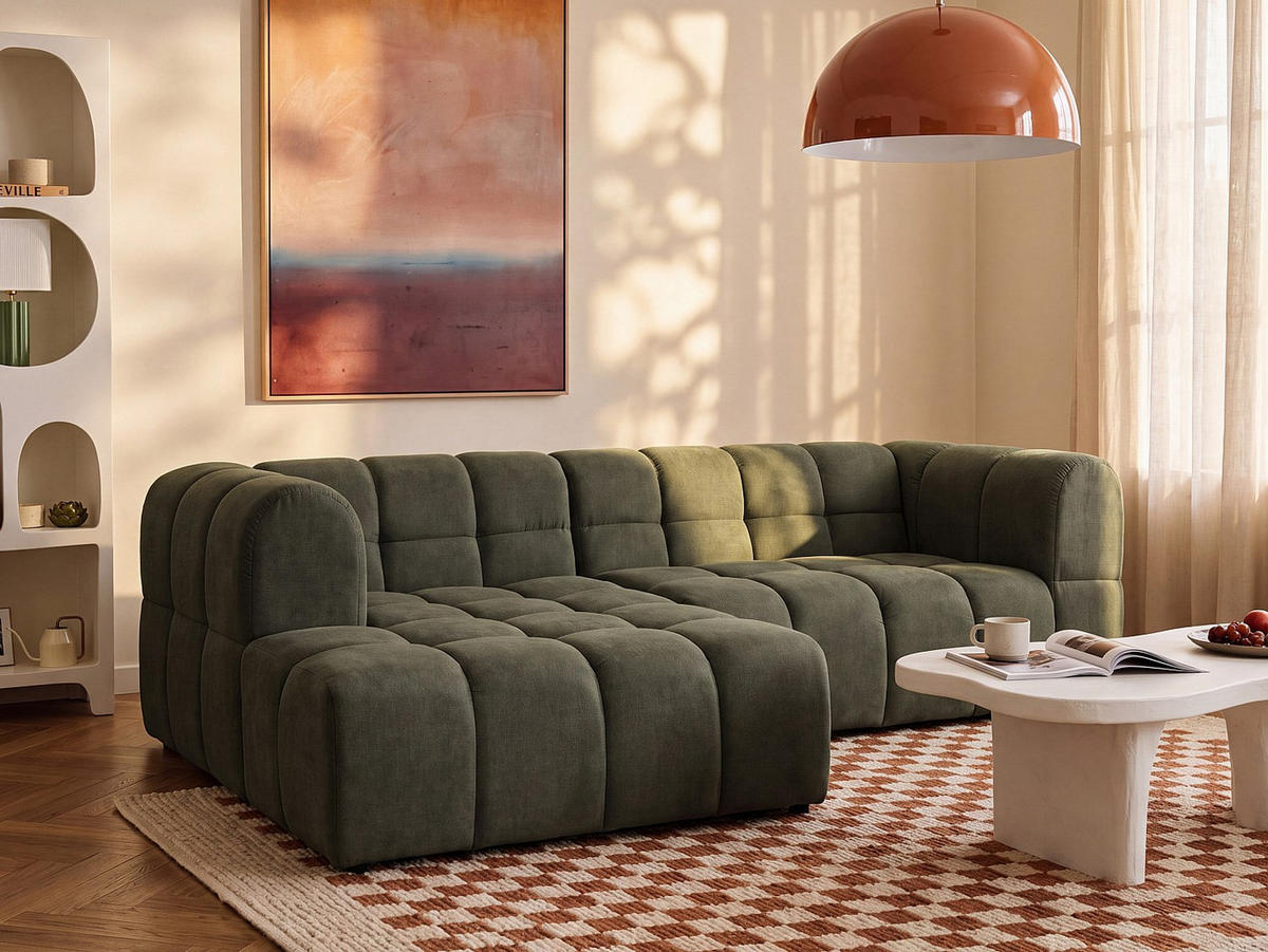 SOFA - 3 Personen - stoff - khaki Rimalo - Schlammfarben, Textil (272/75/162cm) - Vente-Unique