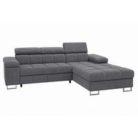 ECKSOFA COMODO Rechts mit Schlaffunktion & Bettkasten Grau - Dunkelgrau, Textil (271/203cm) - KS Home Concept