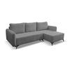 ECKSOFA Lucky in L-Form mit Schlaffunktion und Bettkasten, Farbe: Dunkelgrau, Strukturstoff, Ottomane Links oder Rechts - Dunkelgrau, Textil (275/160cm) - VENASI MÖBEL