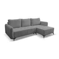ECKSOFA Lucky in L-Form mit Schlaffunktion und Bettkasten, Farbe: Dunkelgrau, Strukturstoff, Ottomane Links oder Rechts - Dunkelgrau, Textil (275/160cm) - VENASI MÖBEL