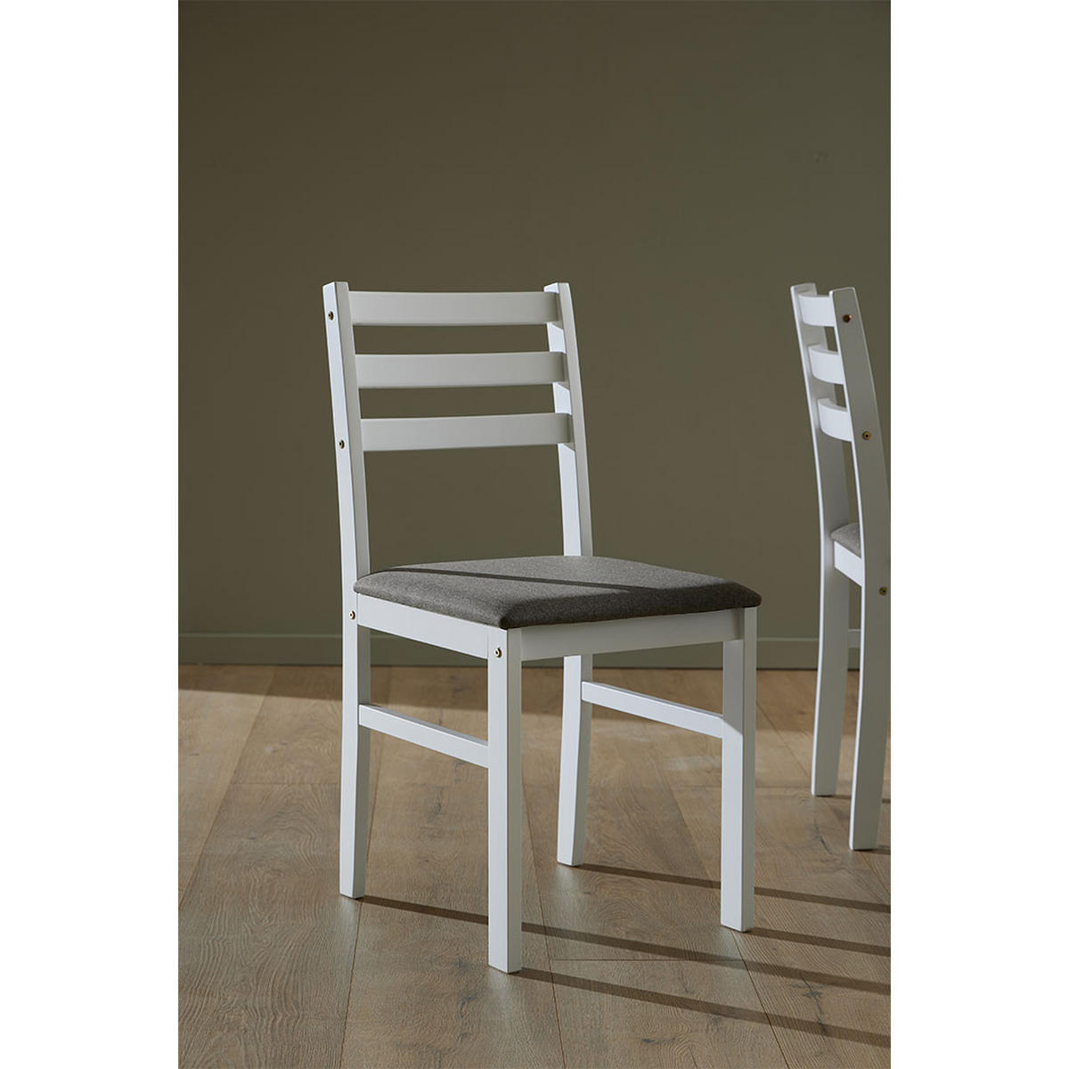 ESSGRUPPE, Alicante, Tisch Grau, Stühle Weiß, Holz, 110 x 70 x 75 cm, 5-teilig - Grau, Holz (110/75/70cm) - ebuy24