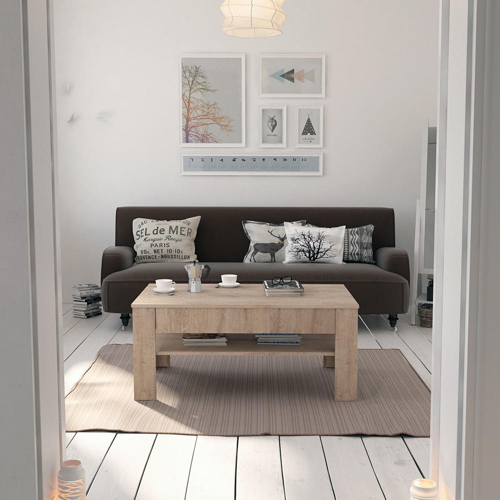 COUCHTISCH Milan Sonoma 92.2 x 65 cm - Sonoma Eiche, Holzwerkstoff (65/92.2/48cm) - Vicco