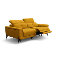 SOFA RELAX AVENA 3-Sitzer, gelber Veloursstoff - Gelb/Schwarz, Holz/Textil (204/80/108cm) - Wozimo