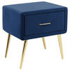 NACHTTISCH Samtstoff marineblau/gold 1 Schublade 38/46/49 cm Flayat - Blau/Goldfarben, Textil (46/49/38cm) - Beliani