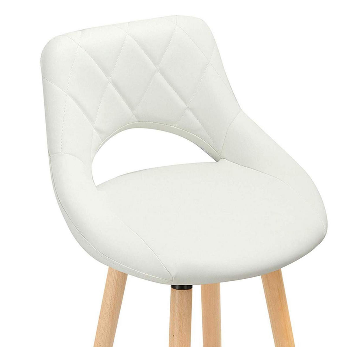 BARHOCKER aus Kunstleder, Holzgestell, Weiß - Buchefarben/Weiß, Holz/Textil (43/91/43cm) - Woltu