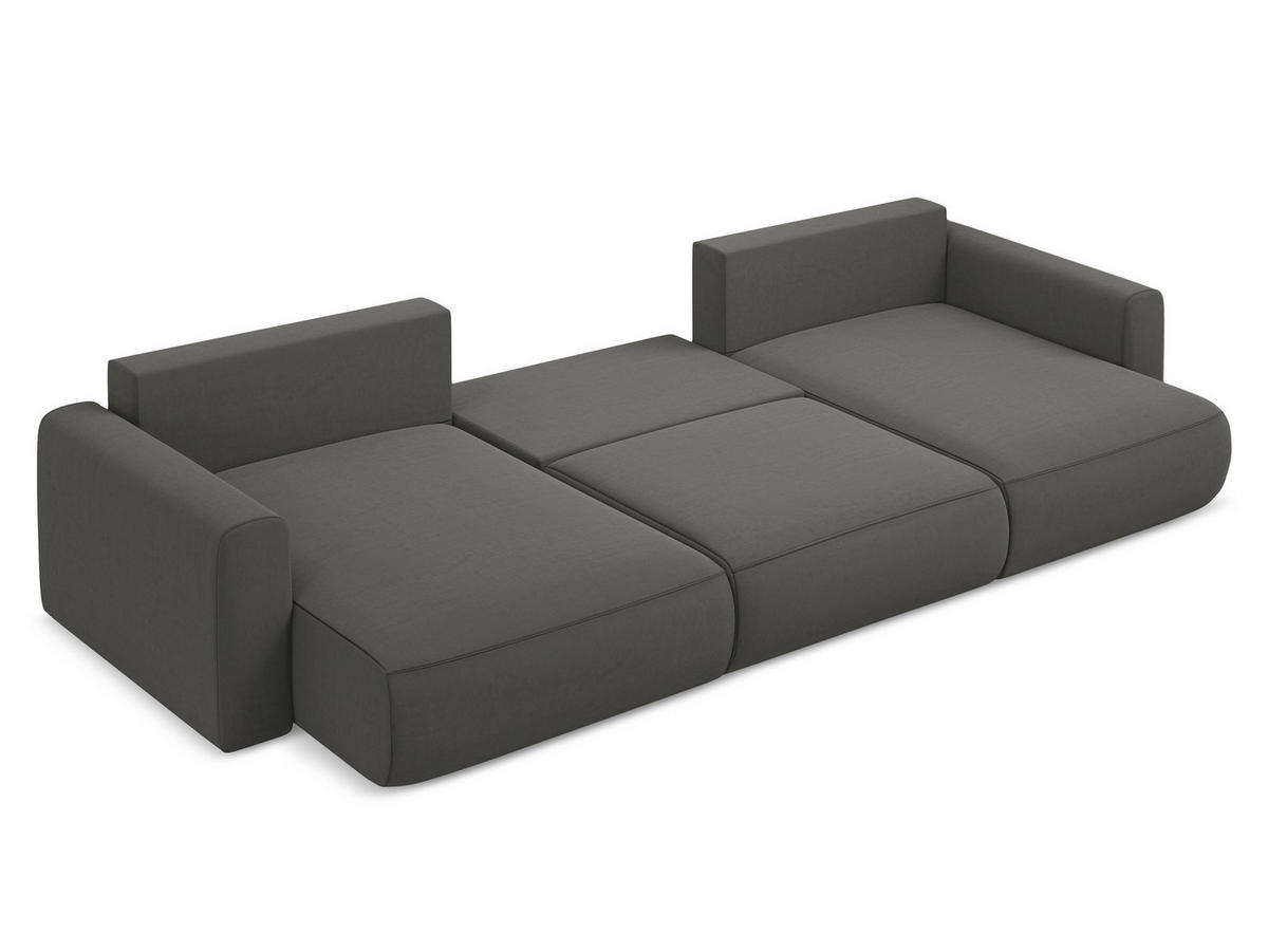 WOHNLANDSCHAFT Samt Stoff Grau - Dunkelgrau/Schwarz, Kunststoff/Textil (340/82/149cm) - Makamii