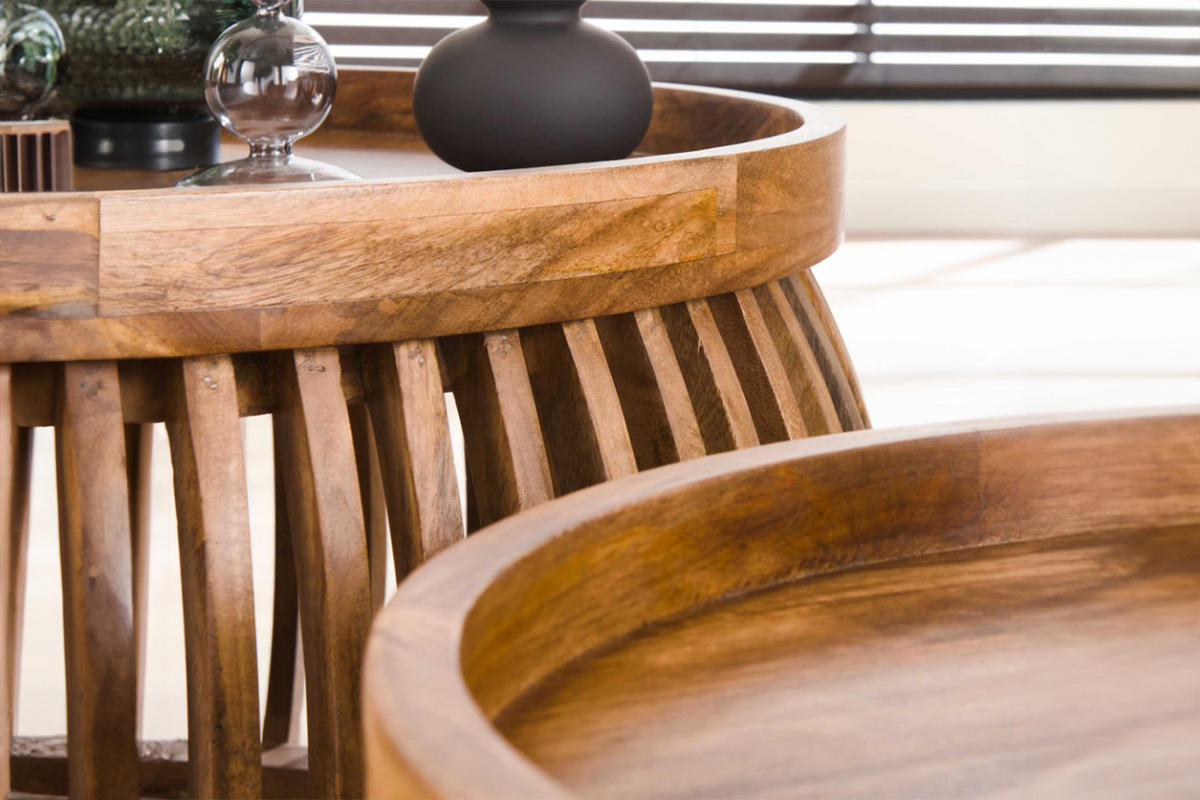 COUCHTISCH-SET LANI Braun Mango - Braun, Mangoholz/Holz (78/78/40cm) - KAWOLA