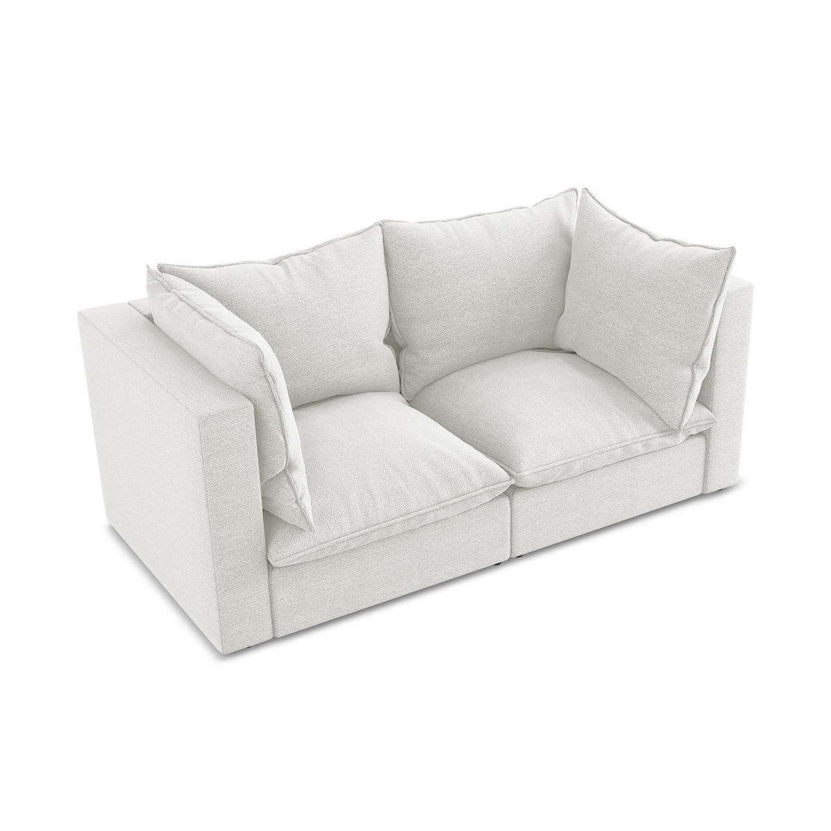 2-SITZER-SOFA Bouclé Stoff Weiß - Schwarz/Weiß, Holzwerkstoff/Kunststoff (180/77/90cm) - LaMiaSofa