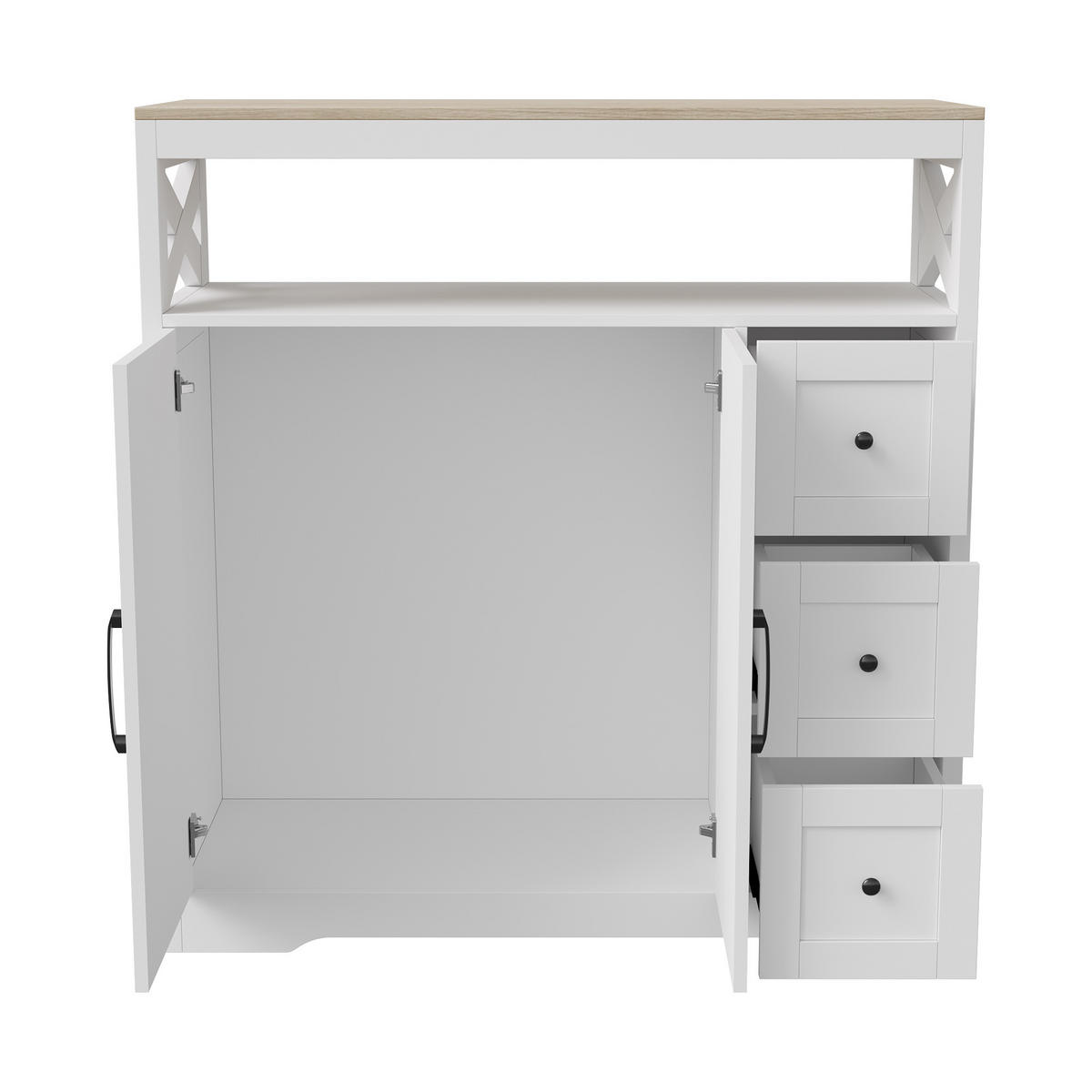 SIDEBOARD Modern mit 2 Türen & 3 Schubladen 100/40/105 cm Weiß/Eiche - Weiß, Holzwerkstoff (100/105/40cm) - Creahappy