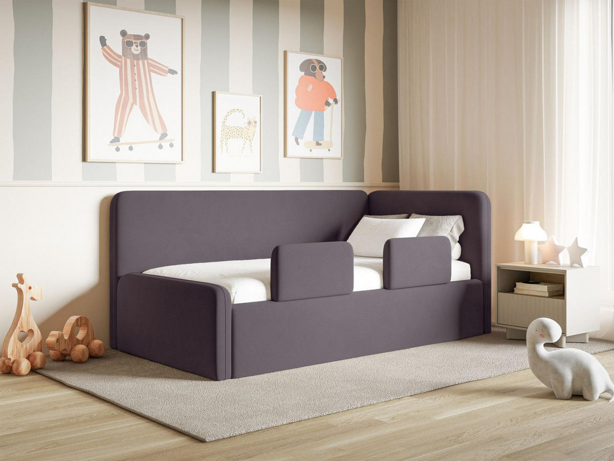 KINDERBETT Fanko Samt Violett 90x200 cm - Lila/Schwarz, Kunststoff/Textil (90/200cm) - Selsey