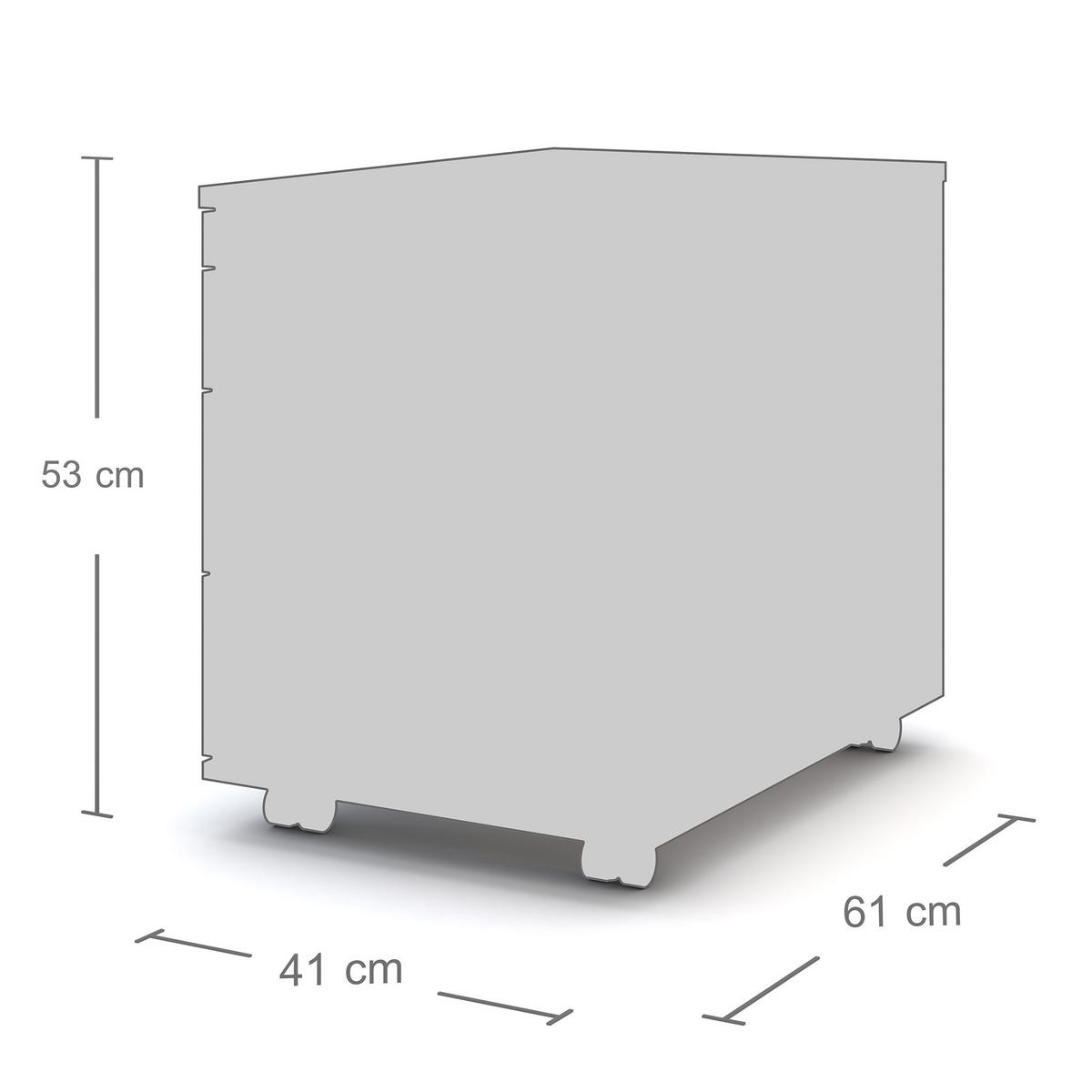 ROLLCONTAINER Pontis mit 4 Schubladen abschließbar mit Griffen und Zentralverschluss Weiß - Weiß, Holz (41.5/53.3/58.4cm) - ASSMANN