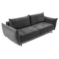 BETTSOFA UNO Graphitfarben Chenille-Stoff mit Schlaffunktion - Graphitfarben, Holz (240/90/108cm) - MASSENO