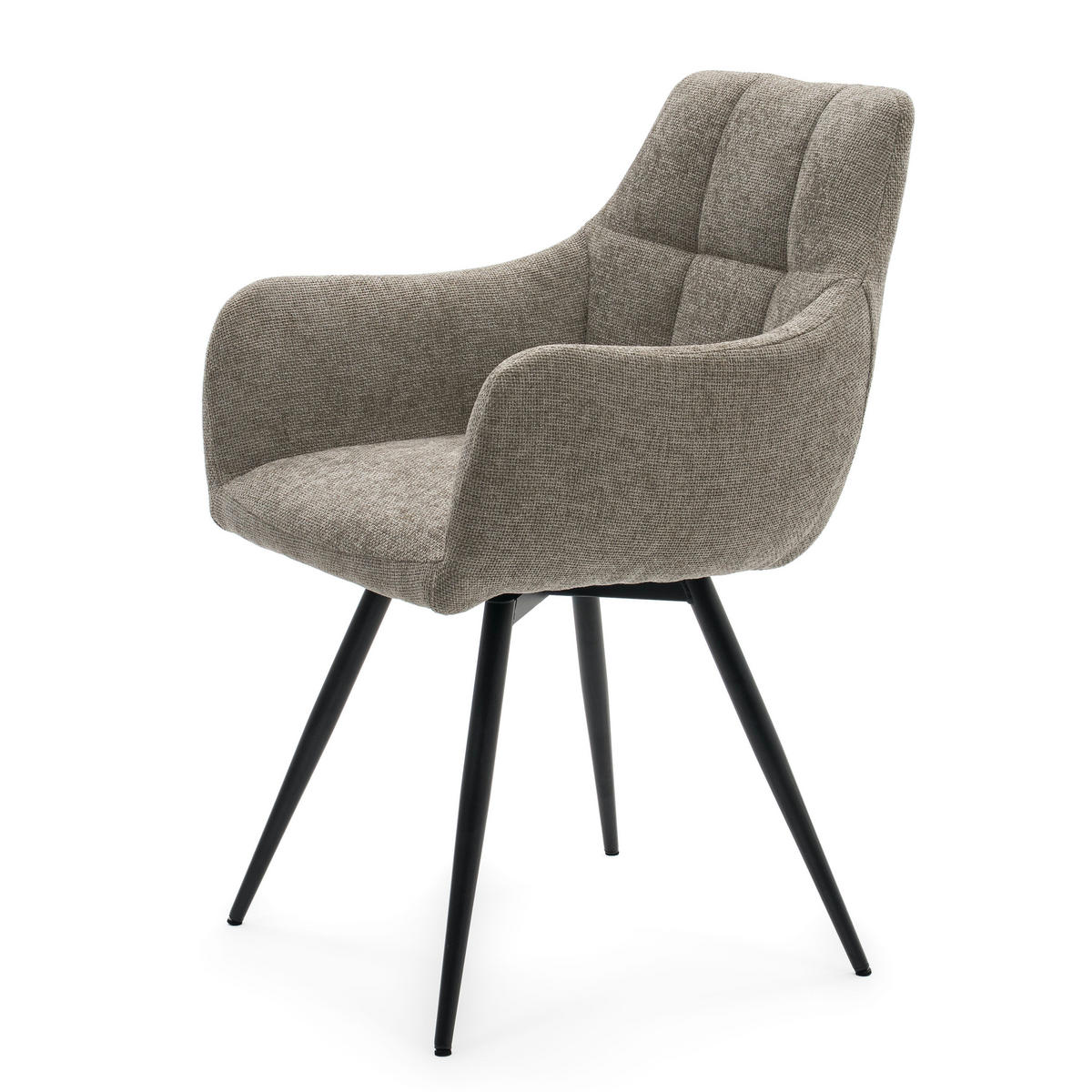 STUHL LUGANO drehbar gepolsterter mit Steppung - beige - Chenille - Beige/Schwarz, Textil/Metall (58/84/59cm) - NEW HOME