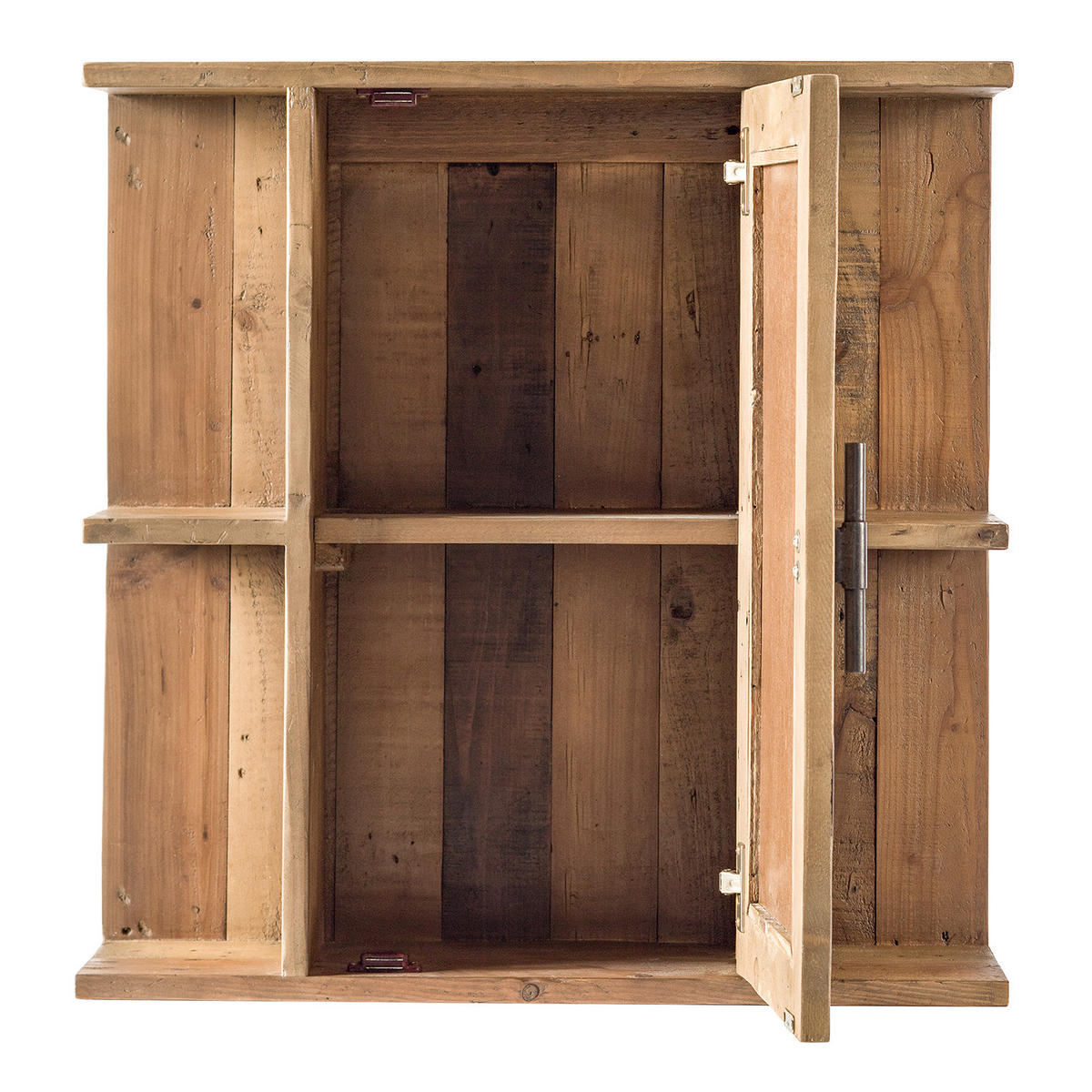 SPIEGELSCHRANK - Pinie massiv / Metall - Pinie / Schwarz - Braun, Holz/Metall (68/69/22cm) - home24