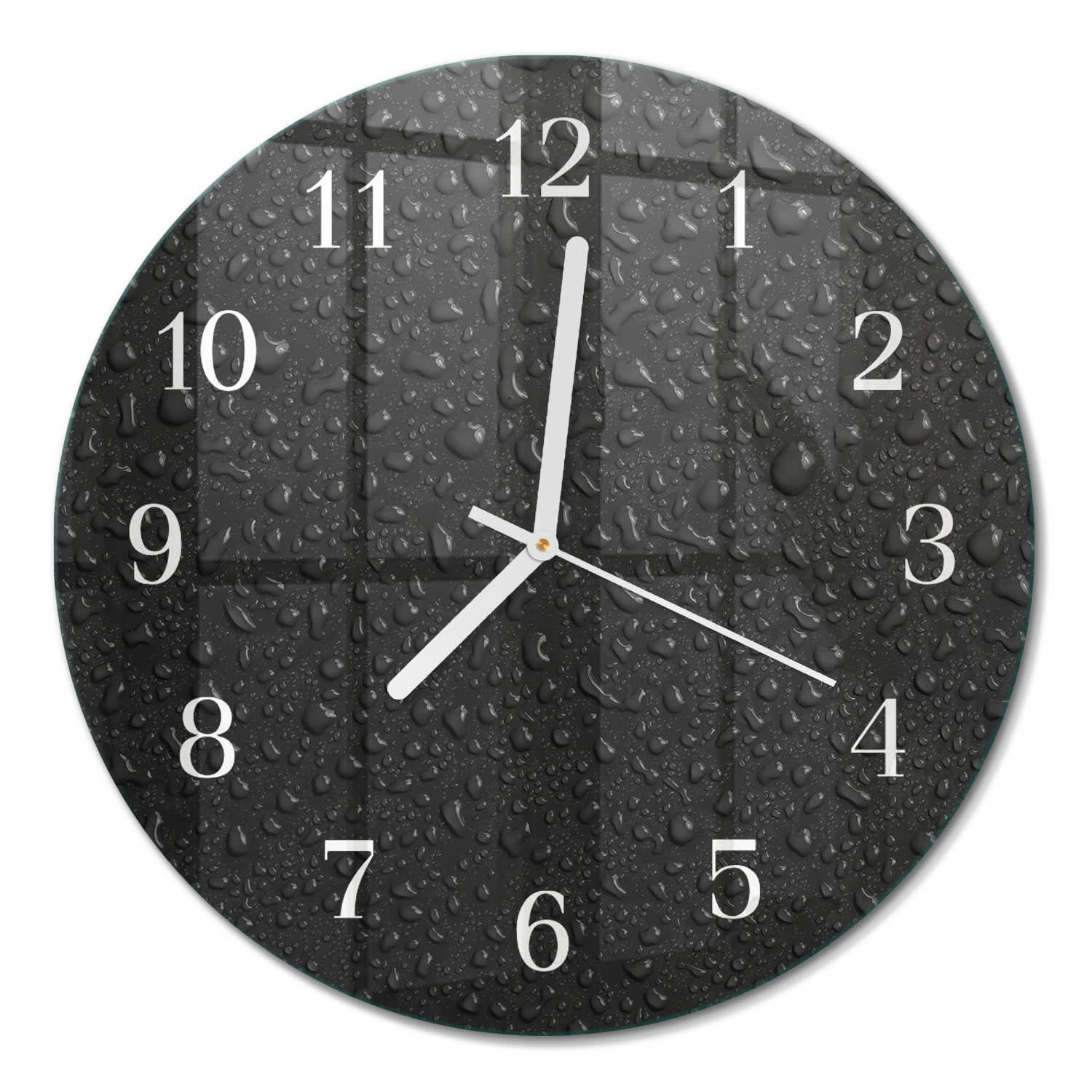 WANDUHR fi30 cm - Wassertropfen - Schwarz, Glas (30/30/0.4cm) - TULUP