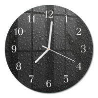 WANDUHR fi30 cm - Wassertropfen - Schwarz, Glas (30/30/0.4cm) - TULUP