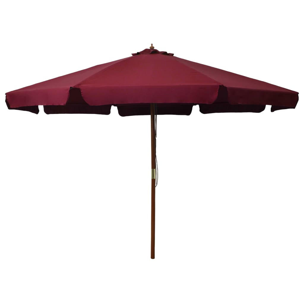 SONNENSCHIRM Mit Holzmast 330 Cm Burgunderrot - Rot, Textil (330/330cm) - vidaXL
