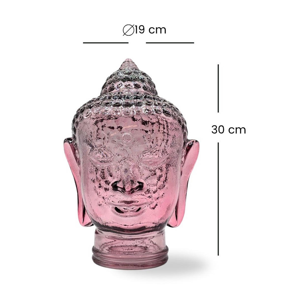 DEKO GLASKOPF THAI BUDDHA Glas, 30 cm Höhe T08 altrosa - Altrosa, Glas (19/30/19cm) - DESIGN DELIGHTS