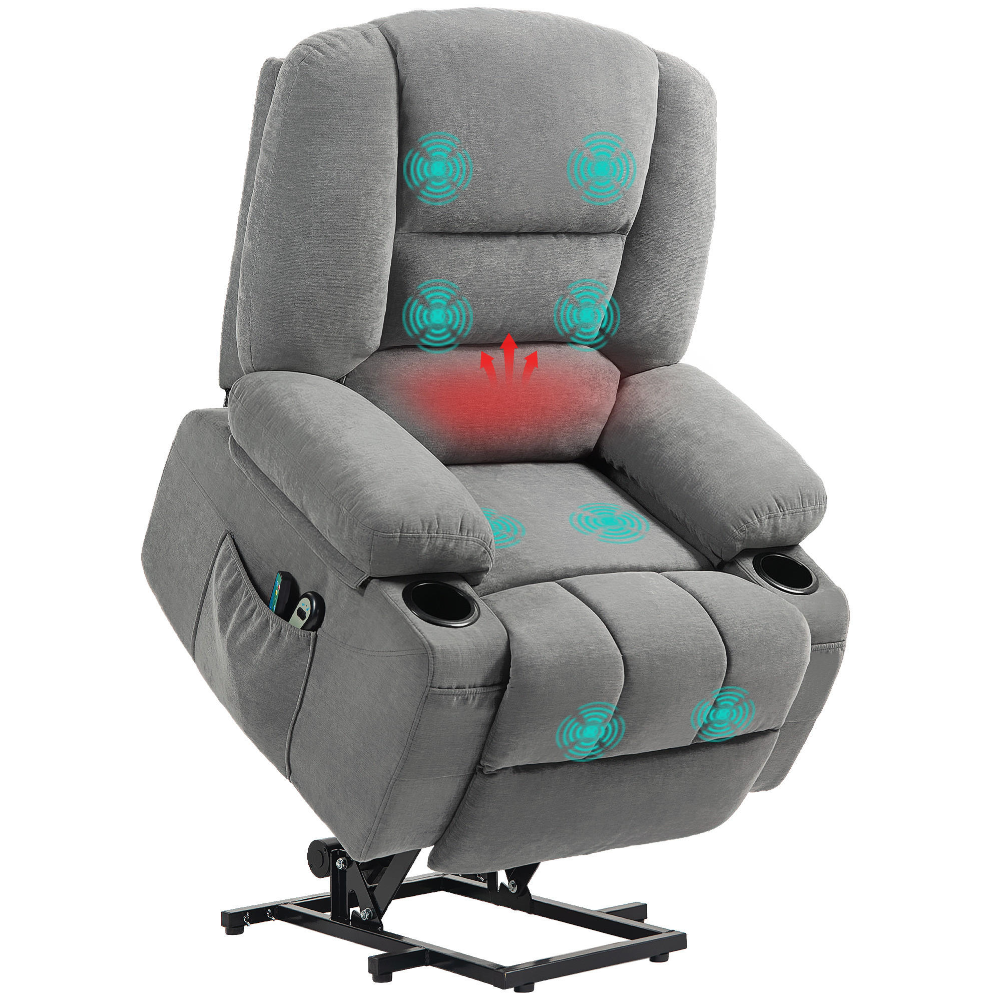 MASSAGESESSEL DE-06372 Massage & Wärme, 8 Massagepunkte - Dunkelgrau, Textil/Metall (90/102/97cm) - ComfortXL