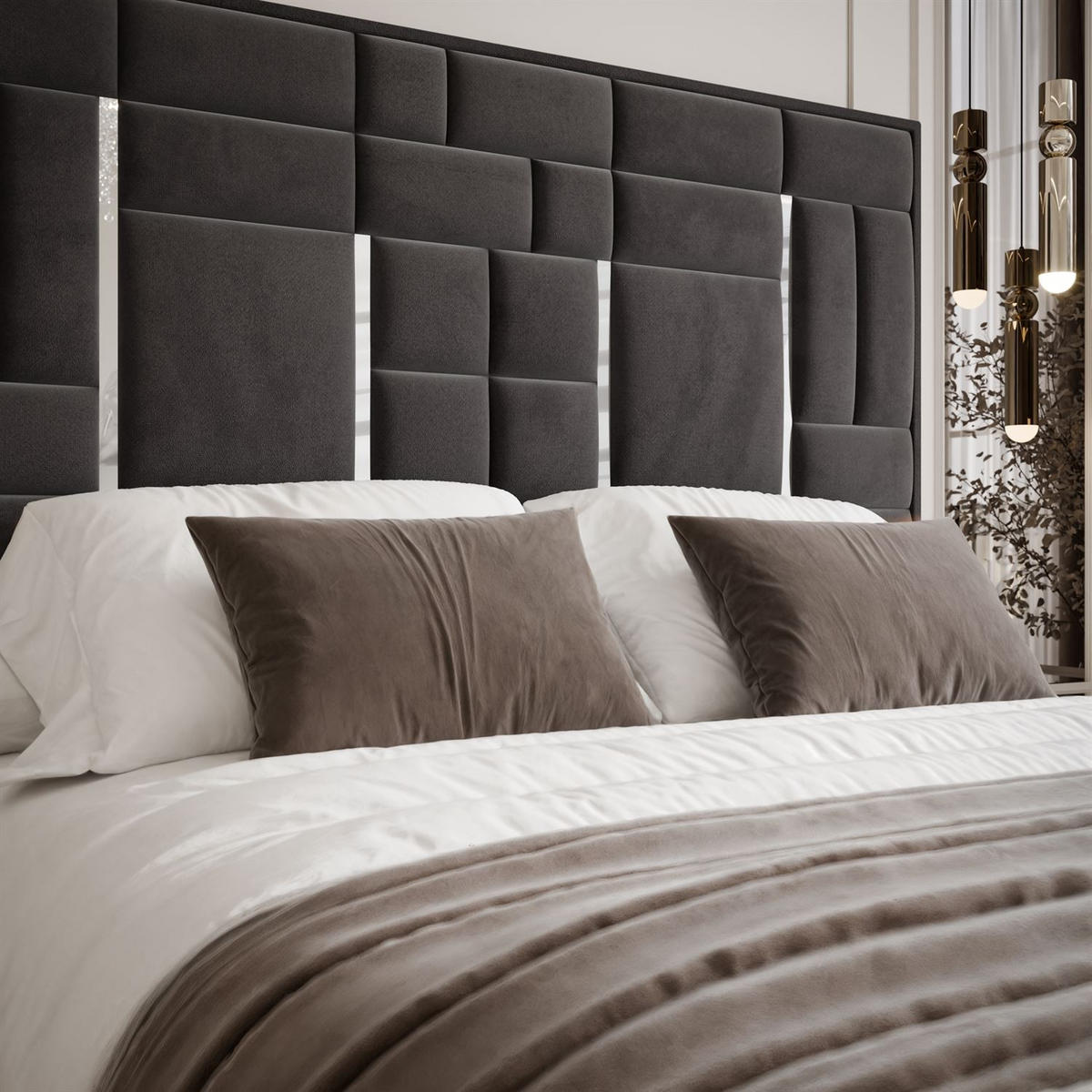 POLSTERBETT BRIGITTE SILVER mit Bettkasten 180x200 cm Element 01 - Anthrazit, Textil (180/200cm) - Lookway