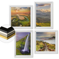 WANDBILDER 4er-Set - 50x50 cm & 40x60 cm Weißer Rahmen - Ausblicke auf Berge, Flüsse und Wasserfälle - Weiß, Kunststoff (50/50cm) - ArtPrintCave