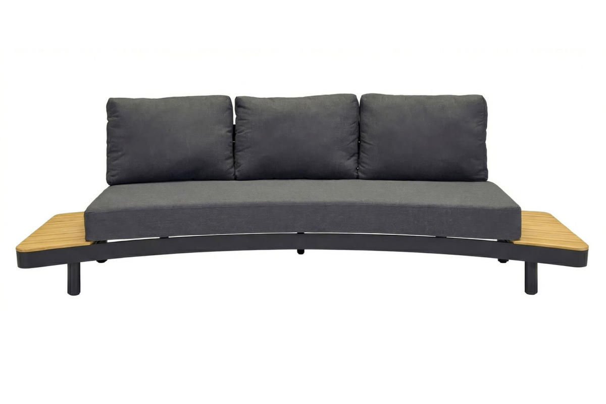 LOUNGESOFA Madison 258x94x74 cm, Natur, Teakholz - Anthrazit/Naturfarben, Holz/Metall (258/74/94cm) - dasmöbelwerk