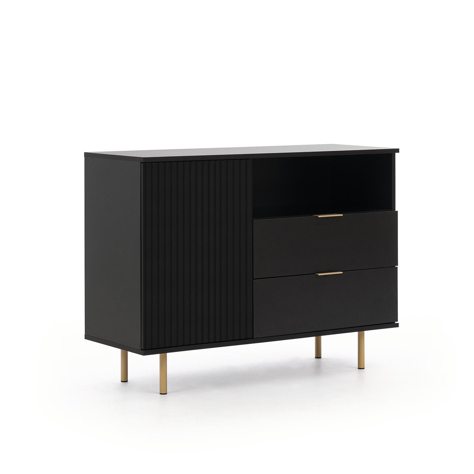 KOMMODE Bianco 107 Schwarz - Schwarz, Holzwerkstoff (107/80/41cm) - Bettso