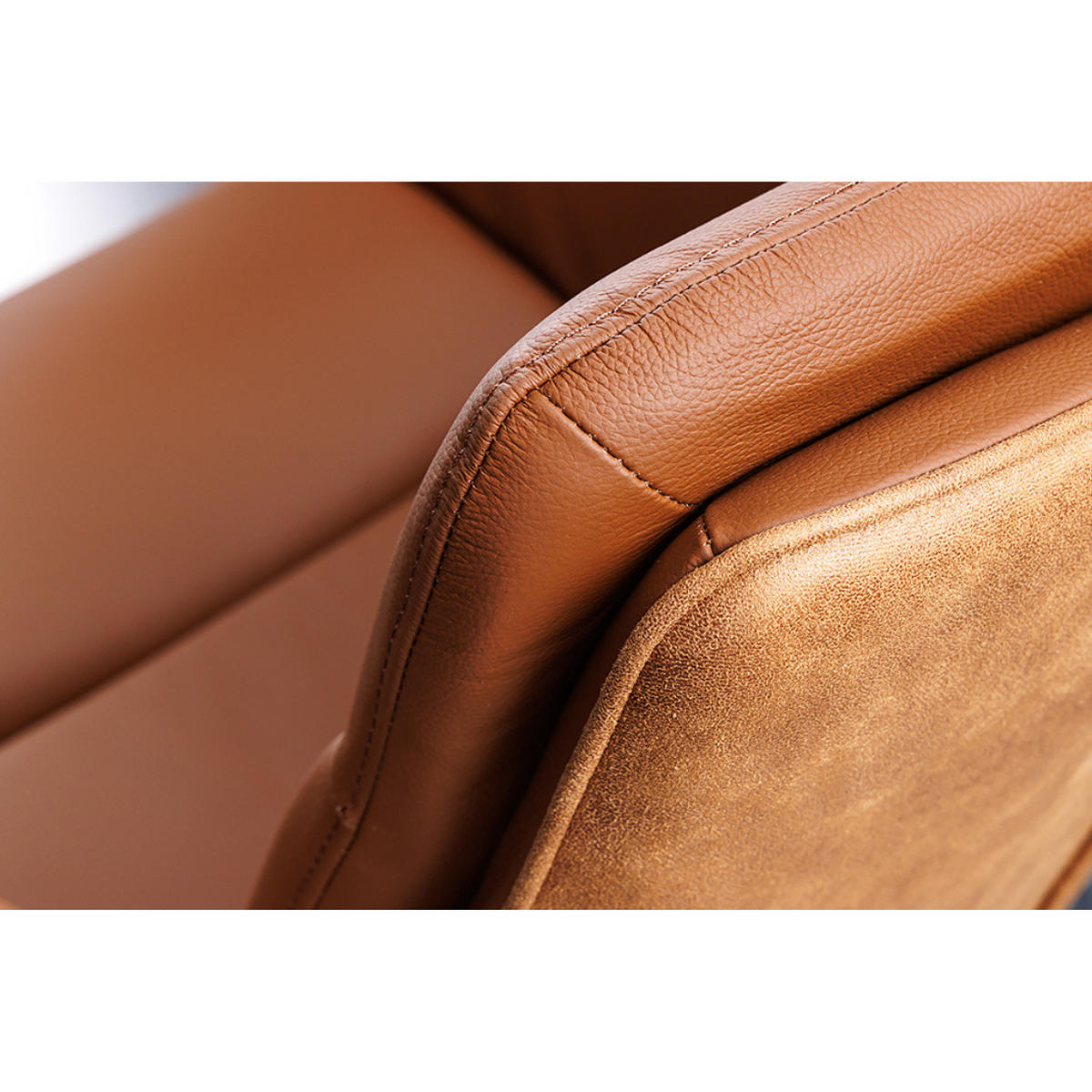 STUHL BIG GEORGE Echtleder, Microfaser Cognac - Cognac/Schwarz, Leder/Textil (58/88/66cm) - riess-ambiente