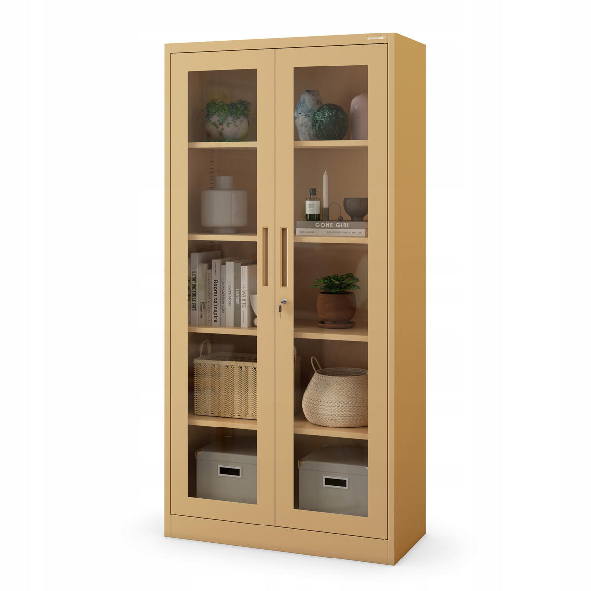 VITRINENSCHRANK Amelia - Beige, Metall (90/185/40cm) - Jan Nowak