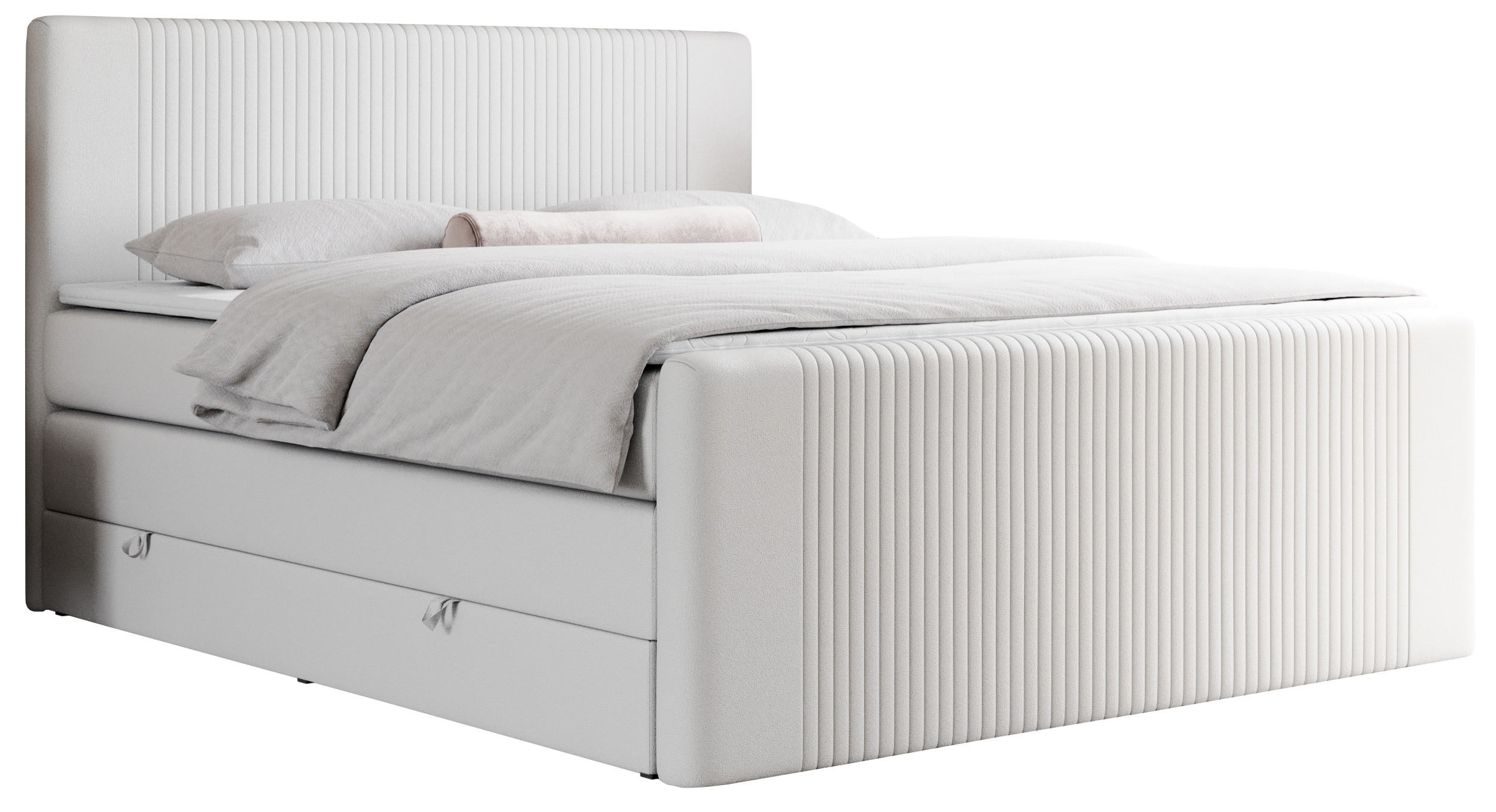 BOXSPRINGBETT KING DOREN 120/200 Weiß Kunstleder - H3 - Weiß, Holz/Textil (120/200cm) - MKS
