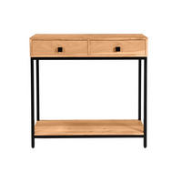 KONSOLE 2 Schubladen Akazienholz Metall B80 cm AXELLE - Dunkelbraun, Holz (80/35/76cm) - Miliboo