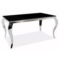 ESSTISCH Prince Schwarzglas / Chrom 150 / 90 / 75cm - Silberfarben/Schwarz, Glas/Holz (90/150/75cm) - Feldmann-Wohnen