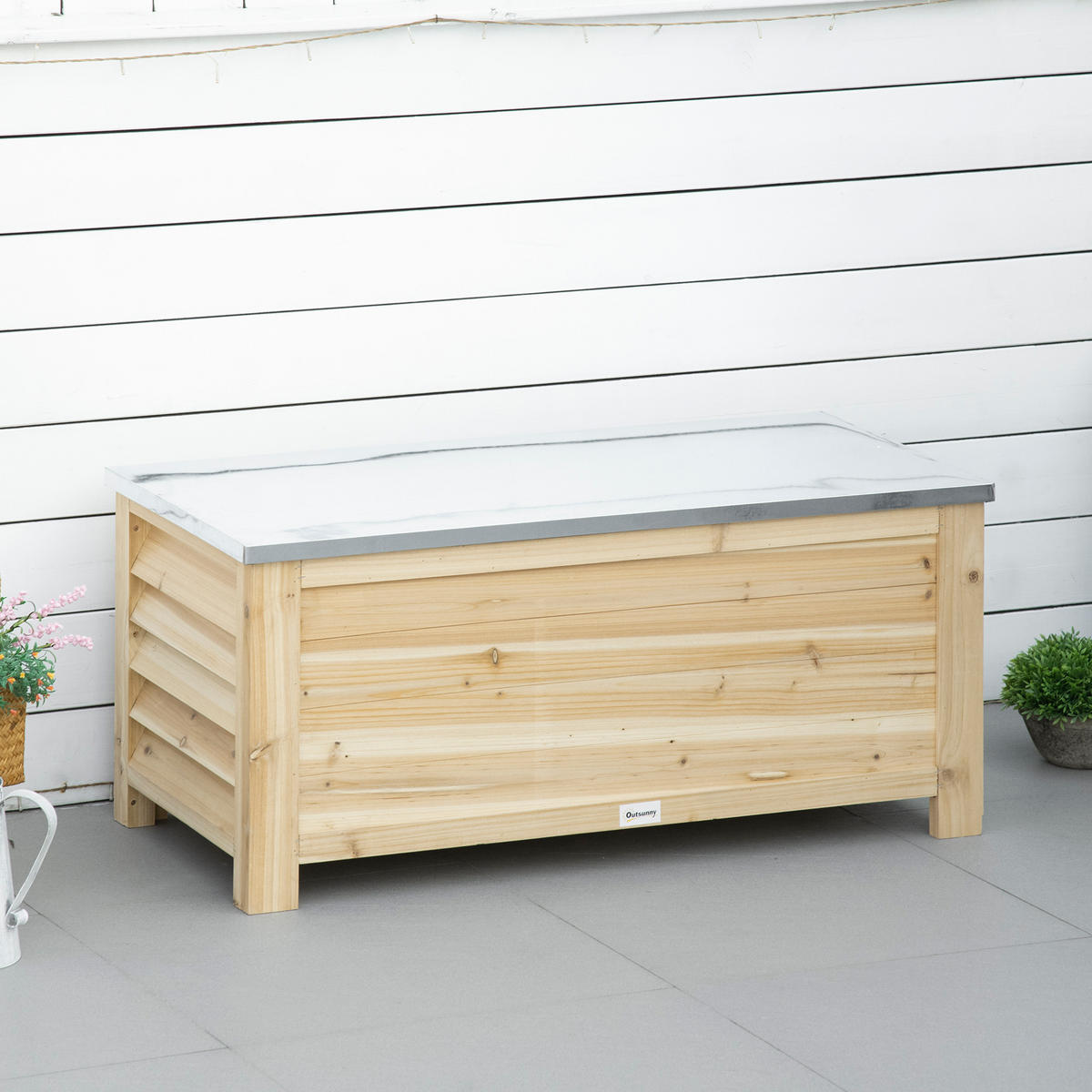 KISSENBOX DE-18671 155 L, Holz mit verzinktem Deckel - Naturfarben, Holzwerkstoff (50/50/110cm) - ComfortXL