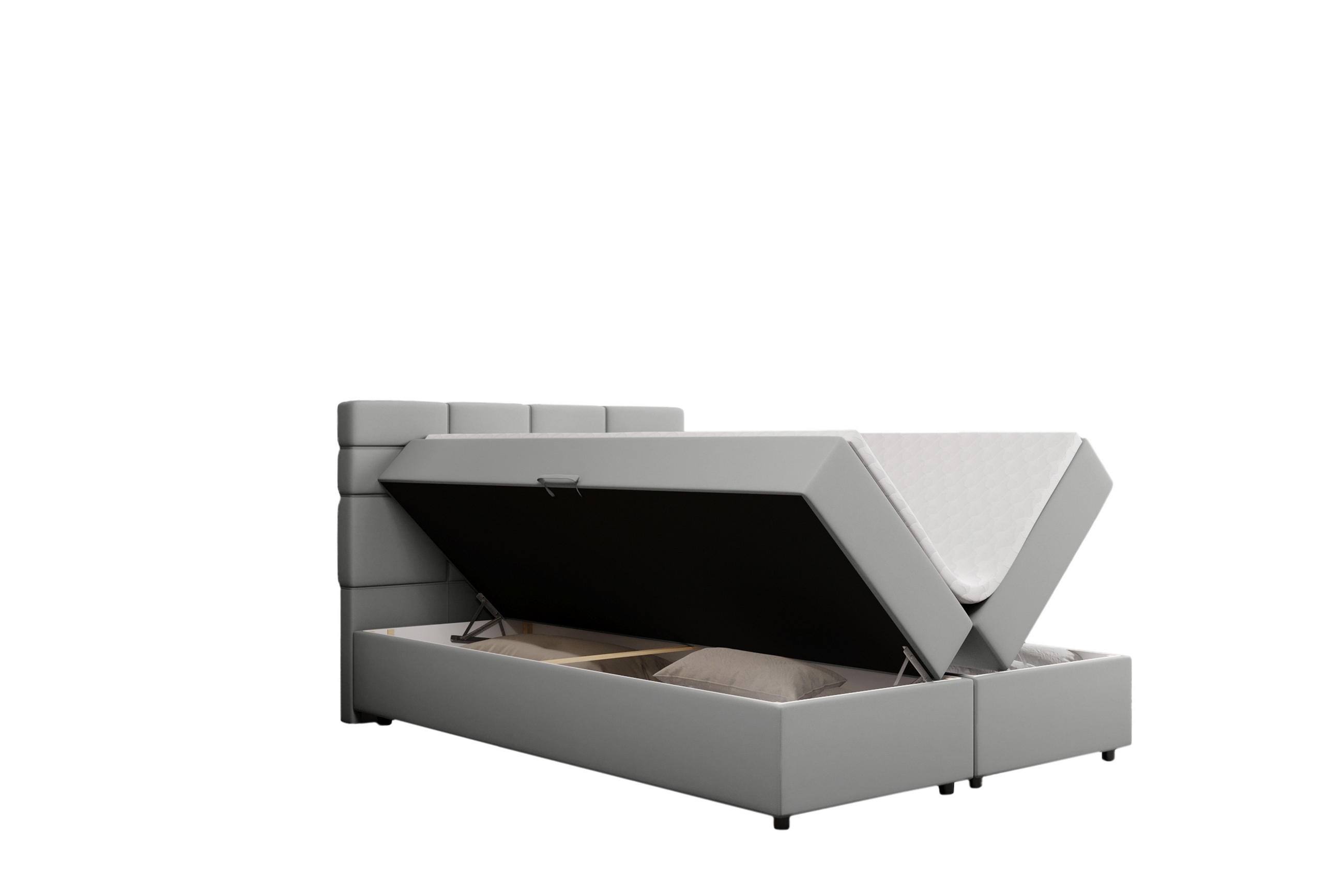 BOXBETT Reve 140 x 200 cm mit Bettkasten und Lattenrost ohne matratze - hellgrau - Hellblau, Holz (140/200cm) - Panda Möbel