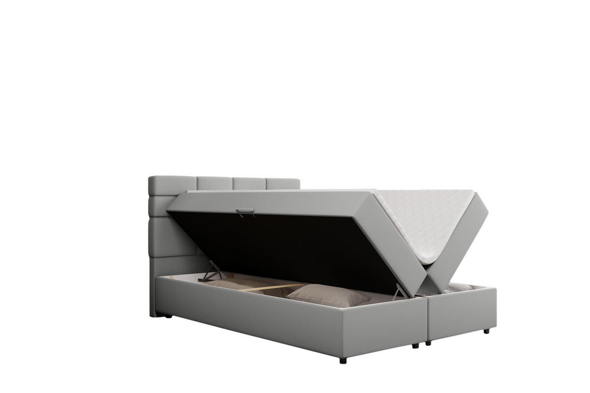 BOXBETT Reve 140 x 200 cm mit Bettkasten und Lattenrost ohne matratze - hellgrau - Hellblau, Holz (140/206cm) - Panda Möbel