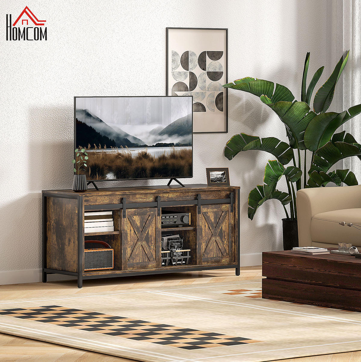 TV-ELEMENT im Industrial-Stil 120 x 40 x 54 cm Braun mit 6 Fächern - Braun, Holzwerkstoff (40/54/120cm) - Beauniv