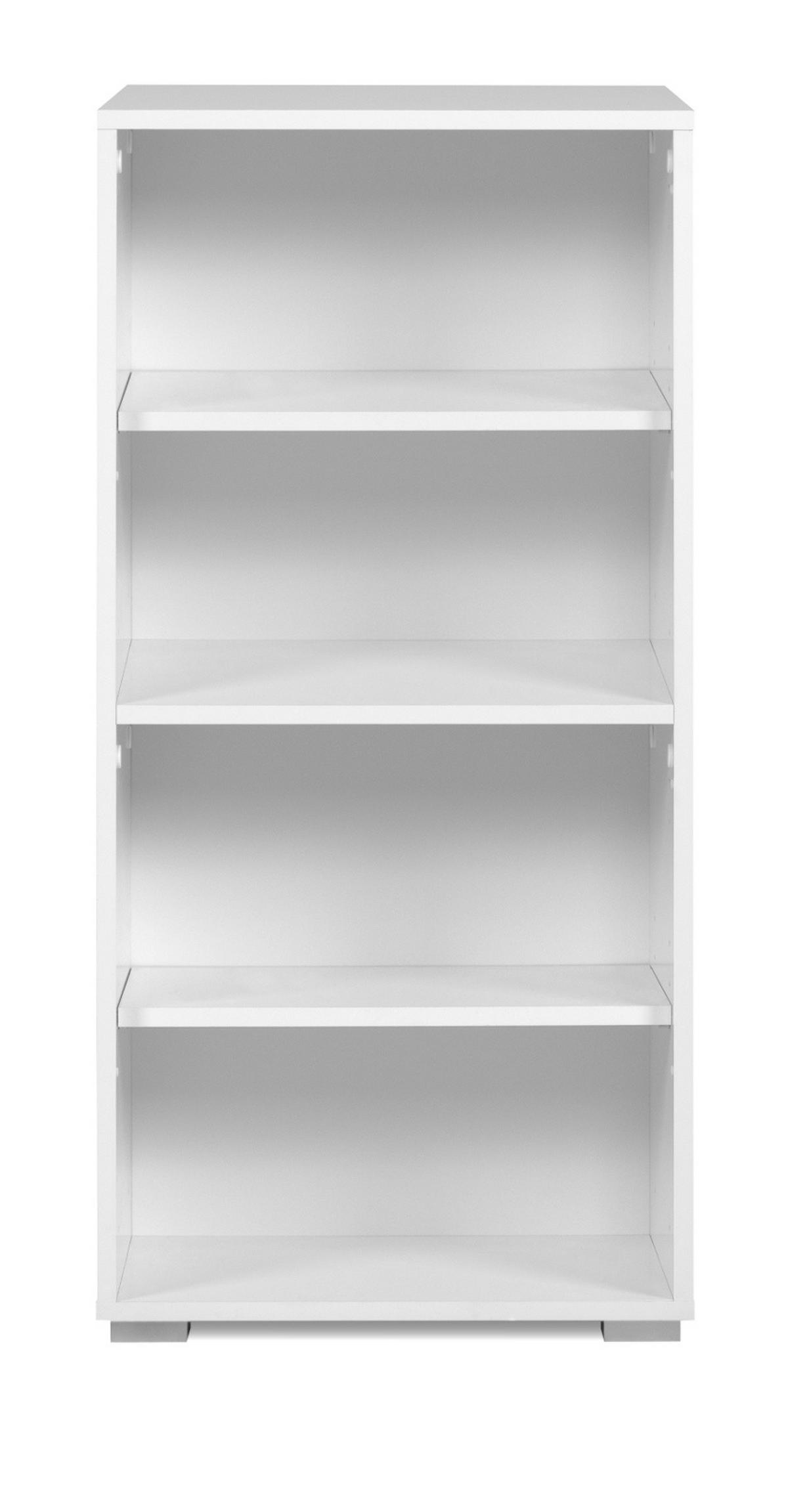 REGAL weiß 46 x 97 cm, Standregal mit 4 variablen Fächern - Silberfarben/Weiß, Holzwerkstoff/Kunststoff (46/96.5/33.5cm) - Furn.Design