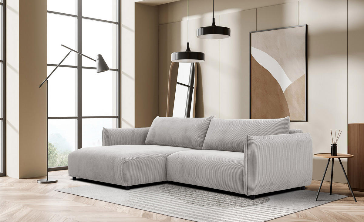 ECKSOFA TAUER 5-Sitzer, weiß - Schwarz/Weiß, Holzwerkstoff/Kunststoff (174/292cm) - Courtois Laville