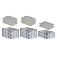 EUROBOX 8x Nextgen Economy Mit Auflagedeckel Grau/Gelb Griffe Geschlossen 23 Liter - Gelb, Kunststoff (40/12/60cm) - PROREGAL