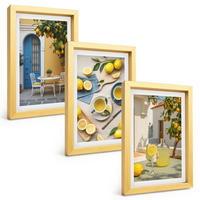 BILDER SET 3er Set - 20x30 cm Goldrahmen - Zitronenlimonade blaue Tür - Goldfarben, Kunststoff (20/30cm) - TULUP