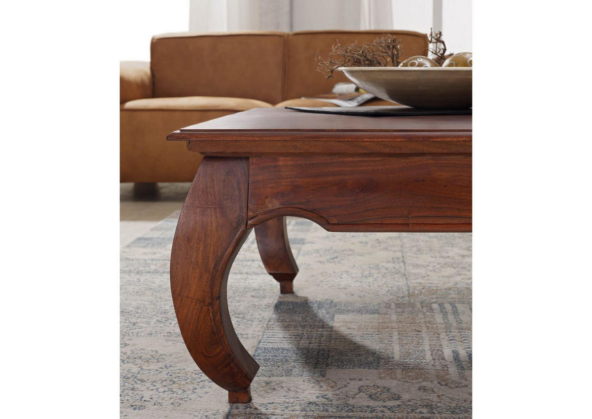 COUCHTISCH Akazie 120x120x40 nougat lackiert OPIUM #624 - Dunkelbraun, Holz (120/120/41cm) - Massivmoebel24
