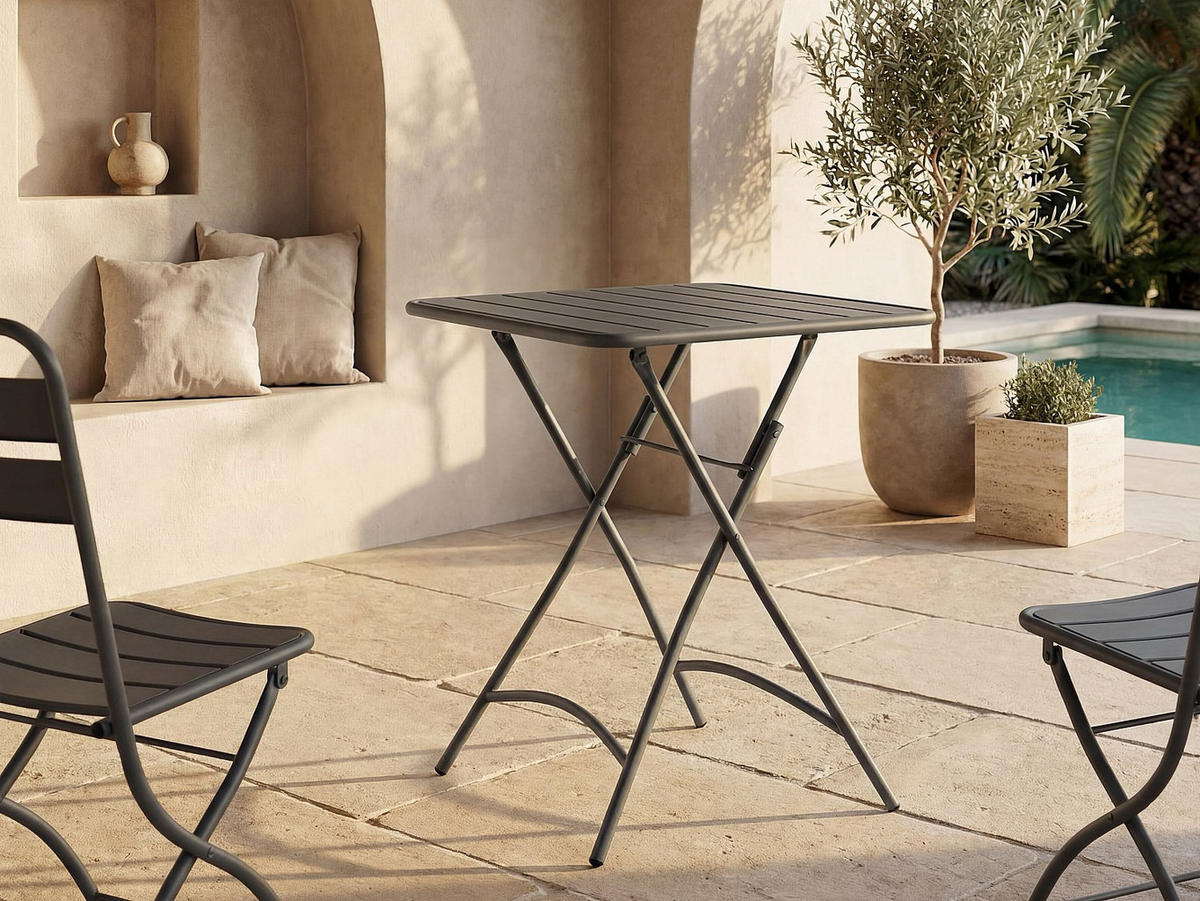 GARTENTISCH - 2 Personen - Metall - Anthrazitgrau - - Anthrazit, Metall (60/60/73cm) - Vente-Unique