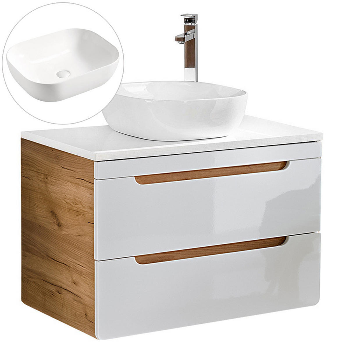 WASCHTISCH Luton-56 - Weiß, Holzwerkstoff (81/77/46cm) - Lomado