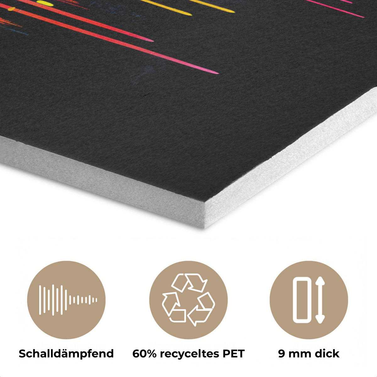 AKUSTIKBILD Weltkarte - Farbe - Bunt - Graffiti - Welt Gemälde 80x60 cm - Multicolor, Textil (80/60/0.9cm) - MuchoWow