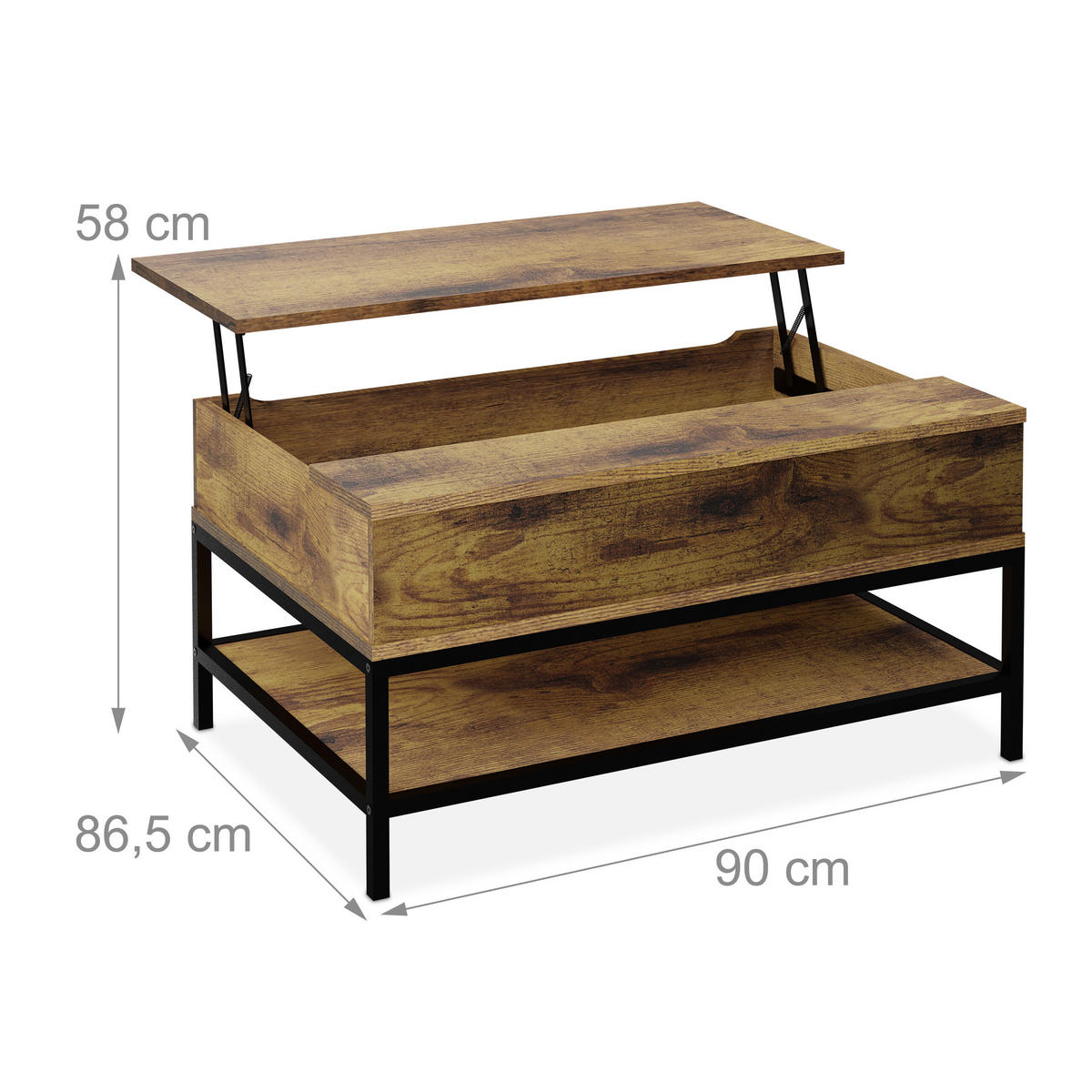 COUCHTISCH - Braun, Holzwerkstoff/Metall (90/86.5/58cm) - Relaxdays