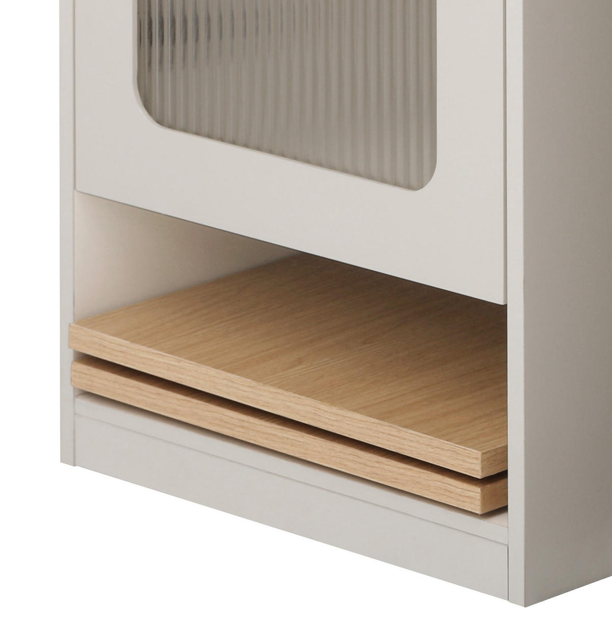 KÜCHENINSEL 80/71~111~151/92 cm Weiß/Natur aus MDF und Glas mit Ausziehfunktion - Weiß, Holzwerkstoff (80/92/71cm) - OKMYHOME