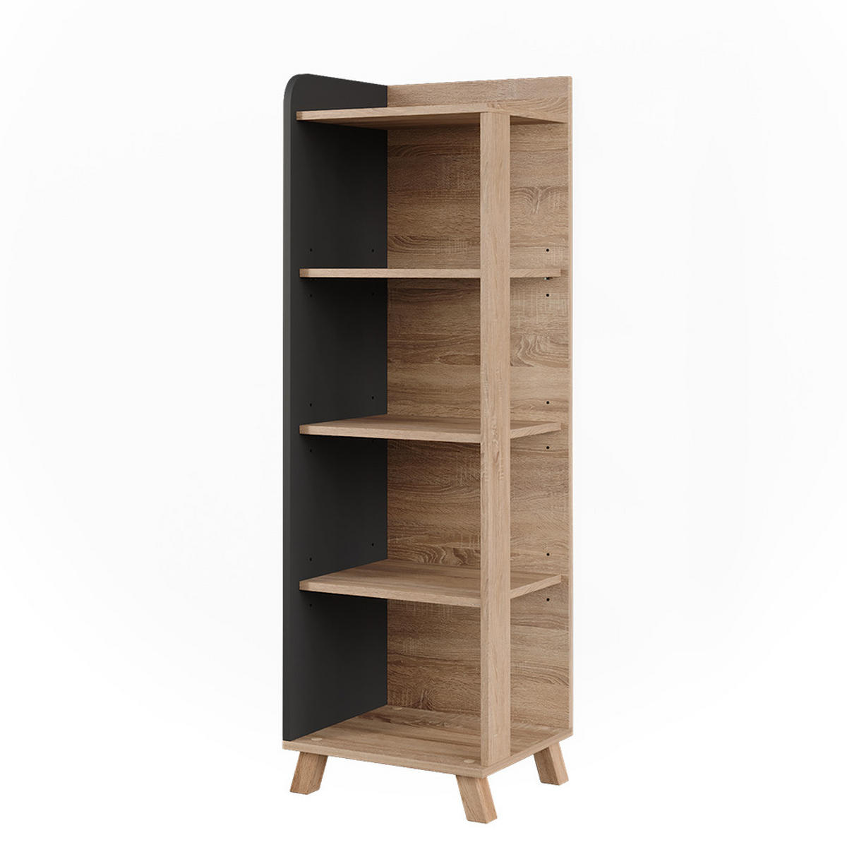 BADREGAL Karen Sonoma/Anthrazit 40 x 128 cm mit 4 Fächern - Anthrazit/Sonoma Eiche, Holzwerkstoff (40/128/35cm) - Vicco