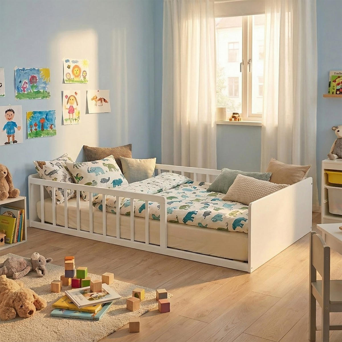 BETT PILOU mit Matratze/ Kinderbett 90x190 cm - Weiß - Weiß, Holz (90/190cm) - Weber Industries