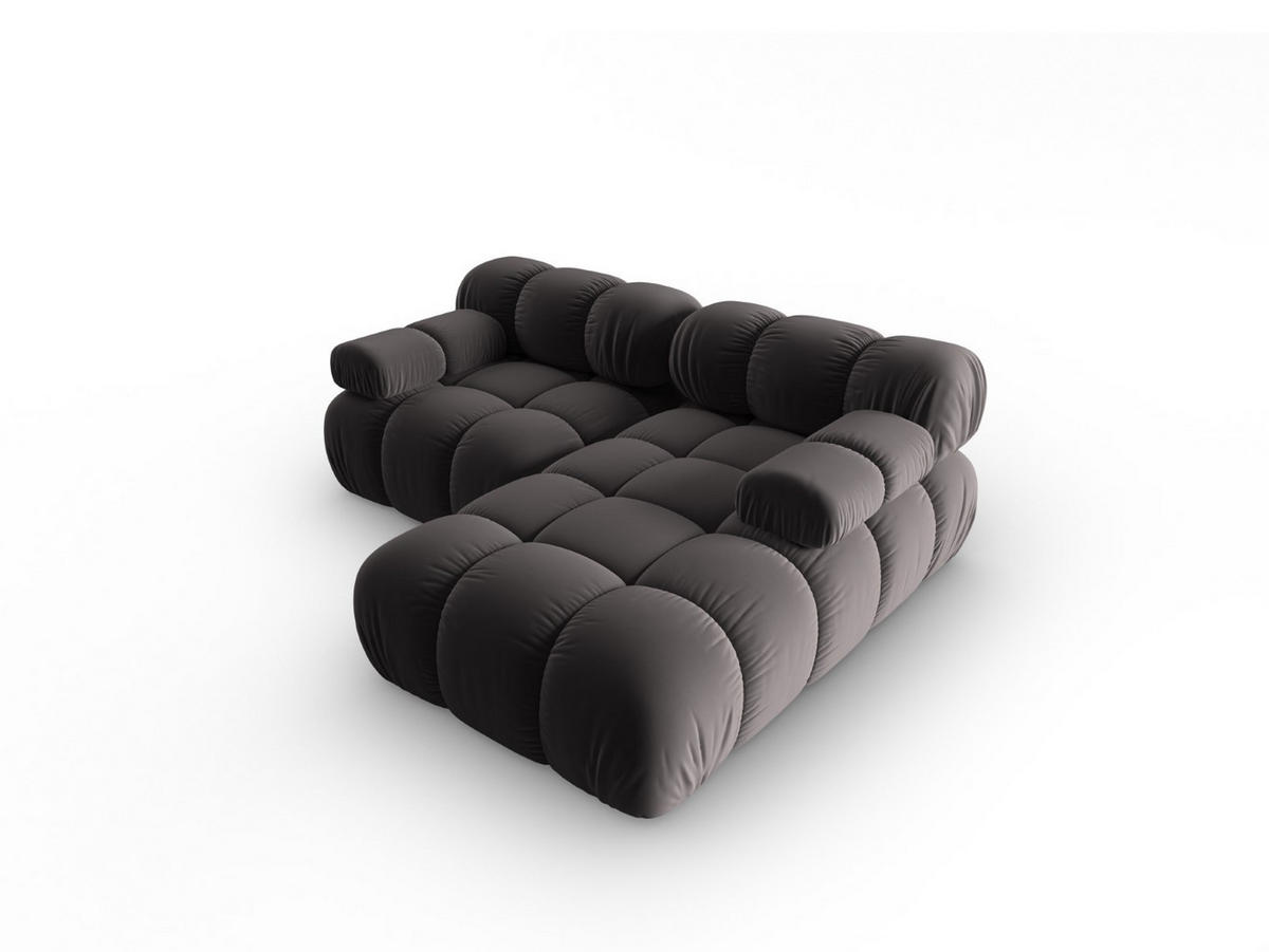 MODULARES-ECKSOFA rechts Bellis aus Samt dunkelgrau 3 Sitzplätze - Dunkelgrau, Textil (157/191cm) - Micadoni