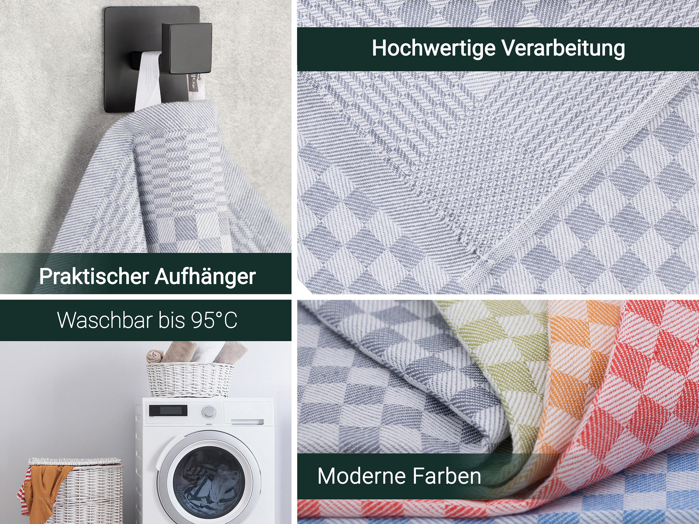 GESCHIRRTÜCHER, 10er-Set, 46x70 cm, 100% Baumwolle, Grau - Anthrazit, Textil (46/70cm) - Zollner